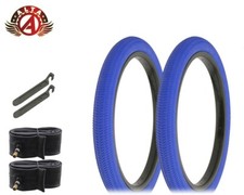 2 ALTA BICYCLE WIRE BEAD TIRE 18" X 1.95 BLUE BMX TREAD W/TUBES & PRY TIRE LEVER