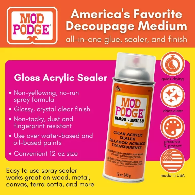 Plaid Mod Podge Spray Clear Gloss Shine Craft Coat Acrylic Sealer