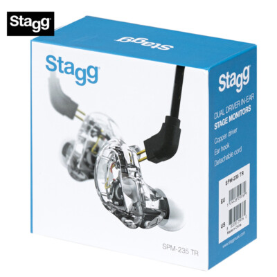 Stagg SPM-235 TR 2-Driver In-Ear Sound Isolating State Monitors Clear with Case