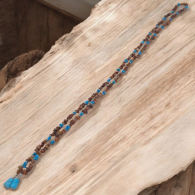 Sterling Silver Southwestern Honey Baltic Amber Turquoise Beaded Necklace, 50''