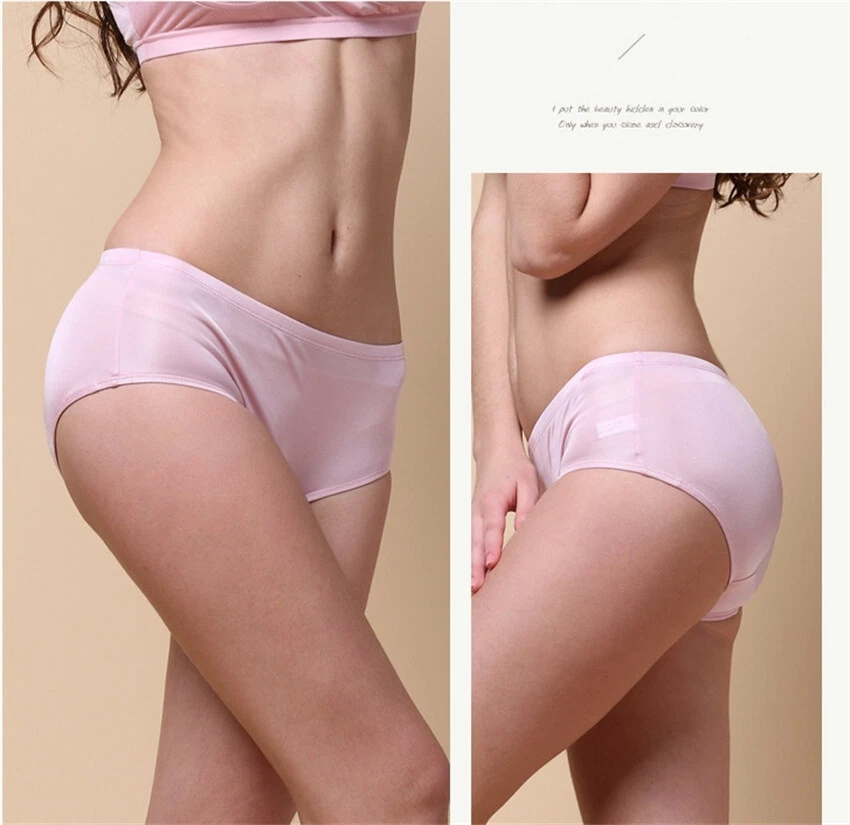 3pairs/lot Knitted Pure Silk Women Panties Mulberry Silk Low-waisted  Briefs Set - Image 2 of 4