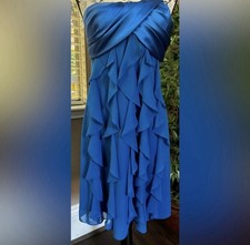 Blue Chiffon Sleeveless Ruffle Dress