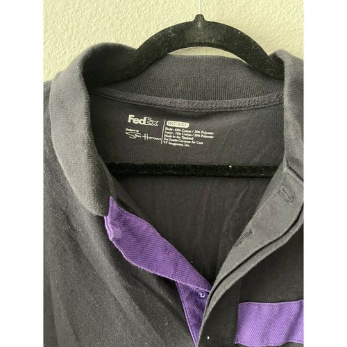FedEx Ground Stan Herman Long Sleeve Polo Shirt Uniform Black Purple Men XXL c2 - Picture 4 of 4