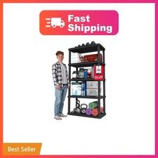 IRIS USA Plastic Storage Shelves |Made in USA| 73"H x 36"W x 18"D - Black | 5...