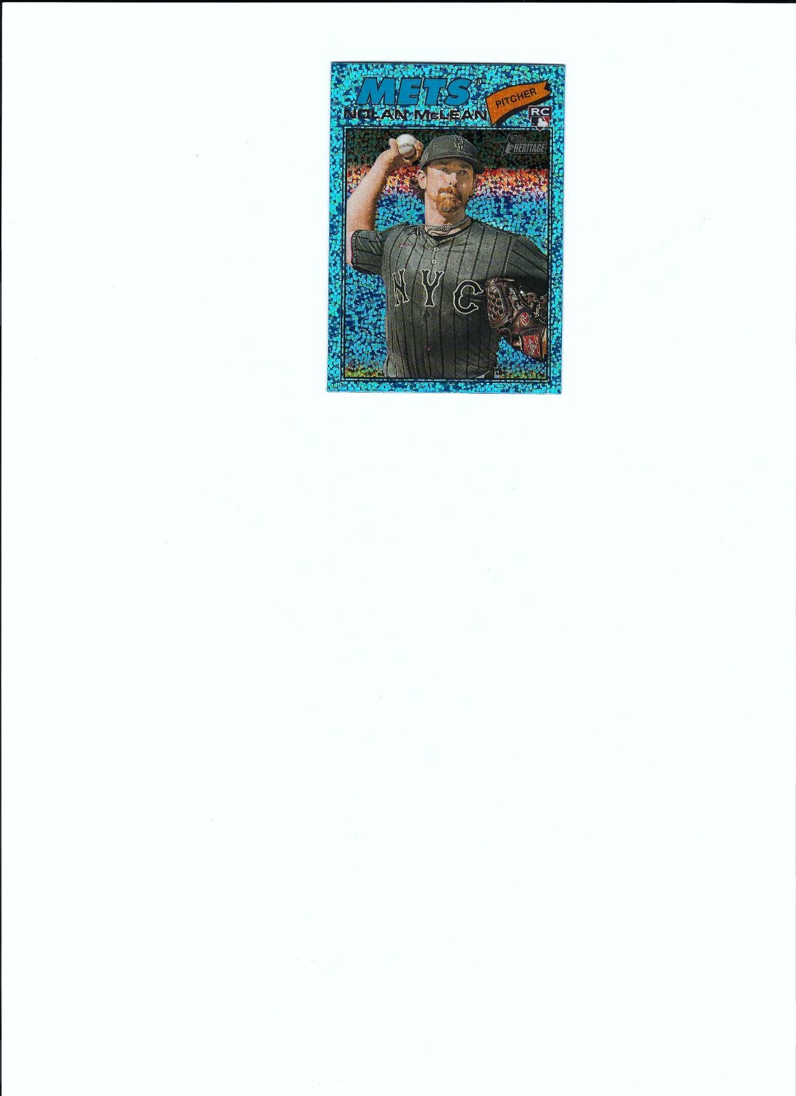 2026 Topps Heritage Nolan McLean Chrome Light Blue Sparkle RC #150 Mets