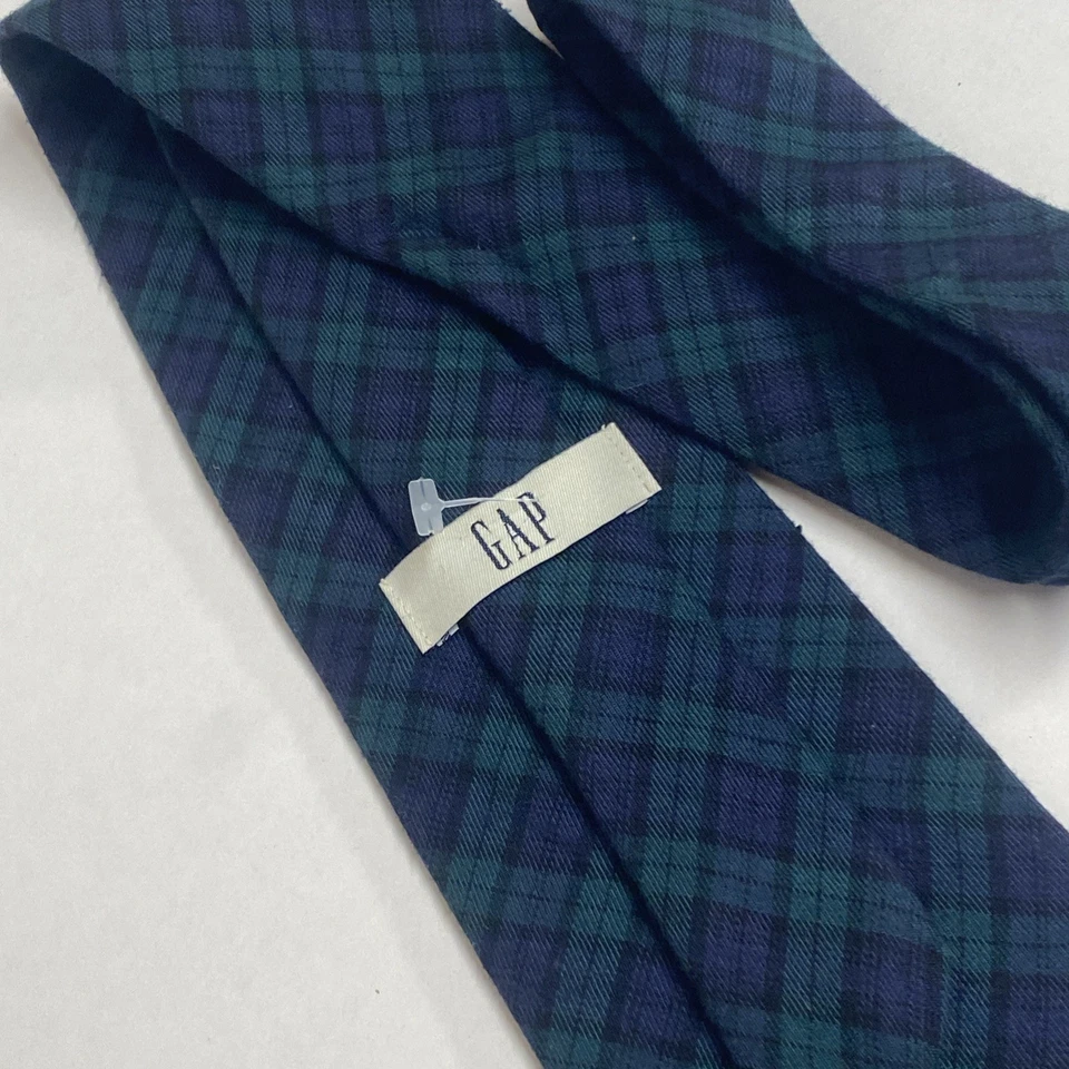 Corbata GAP verde azul a cuadros acogedora mezcla de lana vintage hecha en EE. UU. A41 Foto 3 de 4