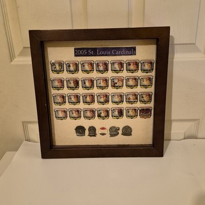 Vintage St. Louis Cardinals Pins In Shadow Box 1998 2005 33 Pins Including HOF