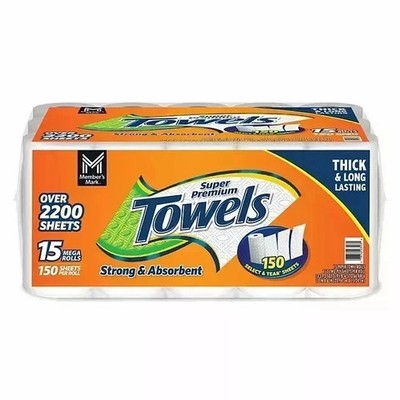 Member's Mark Select & Tear 2-Ply Paper Towel 15 rolls, 150 sheets/roll Free Shi