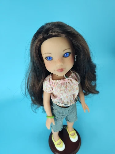 2010 Hearts For Hearts Dell Doll Brunette Blue Eyes Appalachia 14" Doll + Outfit