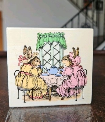 Holly Pond Hill Susan Wheeler Wood Mount Rubber Stamp Out For Tea Rabbit Unused 
