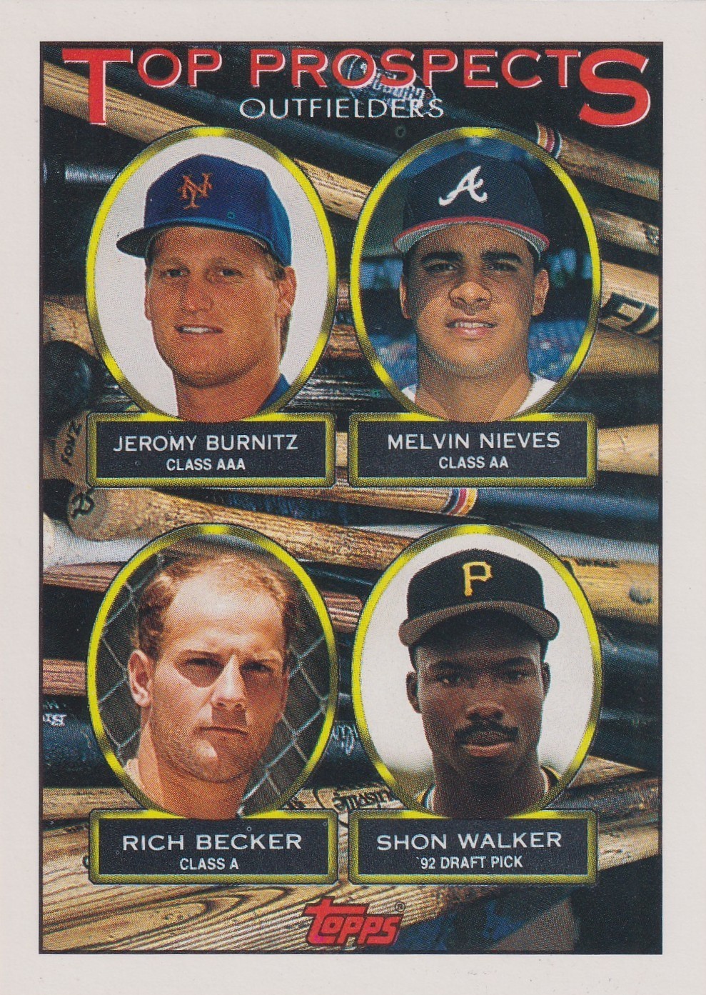 1993 Topps - Top Prospects Jeromy Burnitz, Melvin Nieves, Rich Becker #658 (RC)