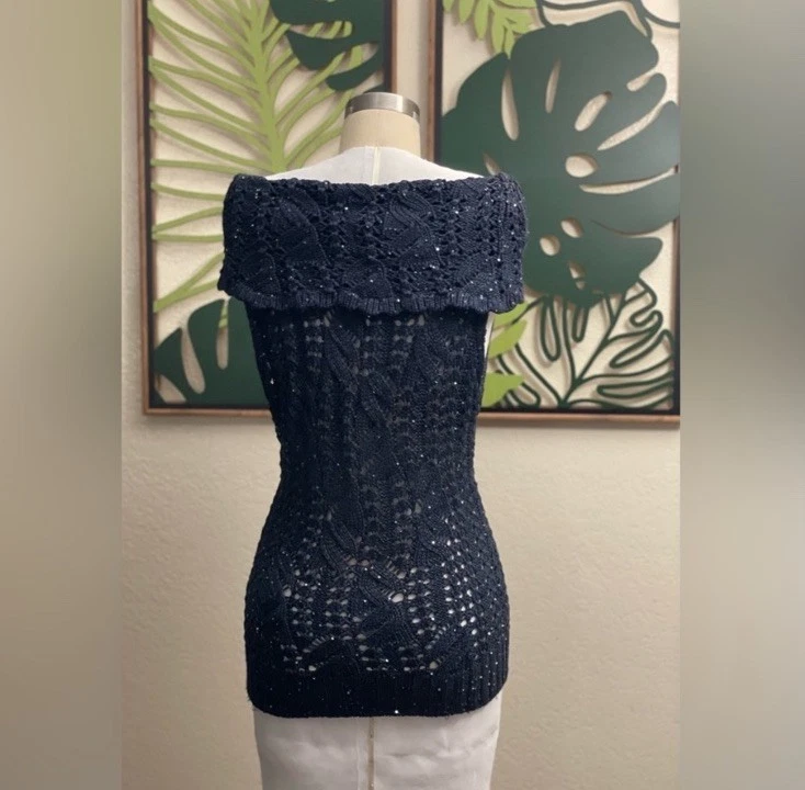 Oscar de la Renta Knit top Size S Navy - Image 3 of 4