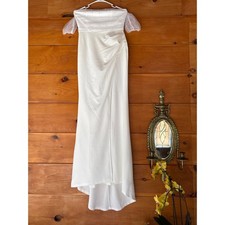Lulus Profound Glamour Ivory Pearl Off-the-Shoulder Tulip Maxi Dress Bridal XL