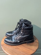 VTG Justin s Basic Womans Roper Leather Boots Black Lace Up - Size 7.5