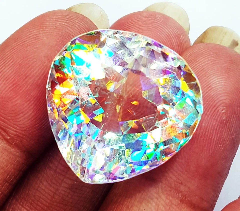 Certified 40To 45 Ct Mystic Quartz In Rainbow Color Pear Cut Loose Gemstone - Image 3 of 4
