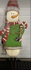Christmas Snowman Outdoor Metal Yard Garden Stake Sign 21  not including stake