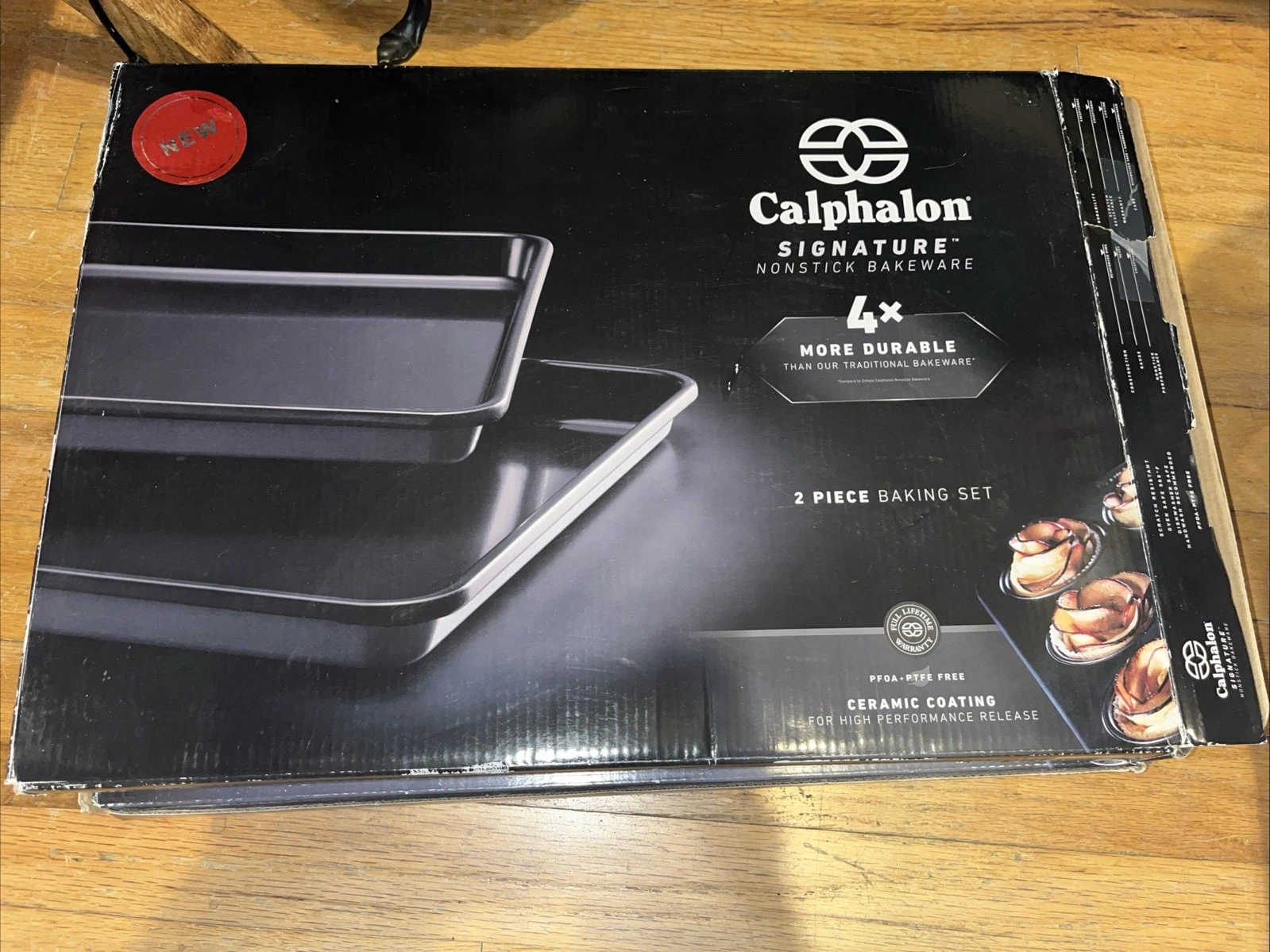 Calphalon Signature ceramic coating 2-piece set 4X More Durable 13X18 NEW