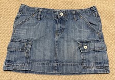 Old Navy Woman  s Ultra Low Sz 8 Skirt Mini Denim Cargo Low Rise Jean Classic Y2K