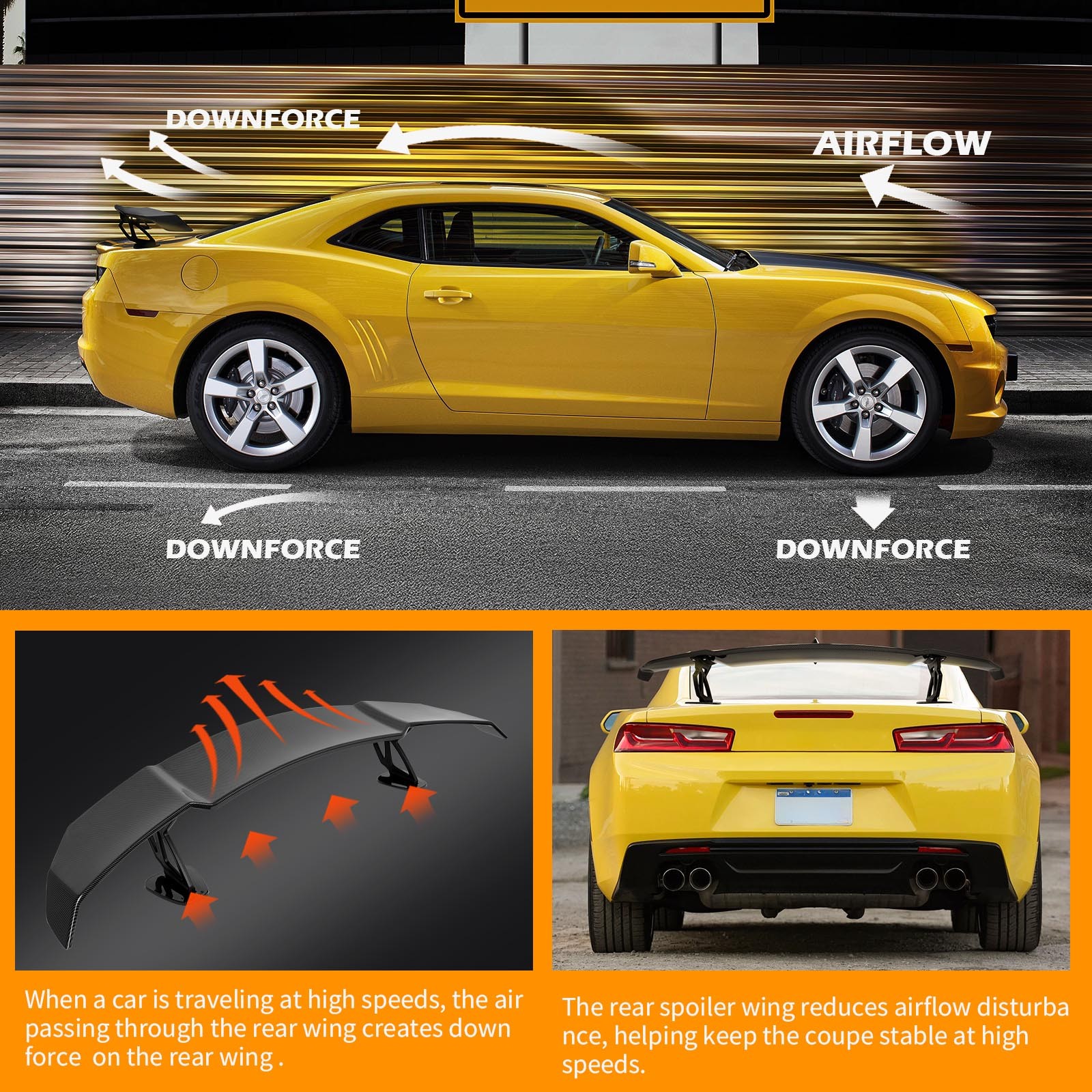 For Lamborghini Huracan PRO STYLE 55" GT Racing Rear Trunk Spoiler Wing Carbon