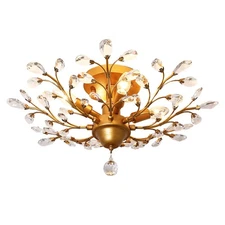 4-Light Vintage Crystal Chandeliers Ceiling Lights Crystal Pendant Lighting C...