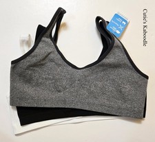 New Hanes Girls 3-Pack Everyday Comfort Gray Black White Bra Bralette Large L