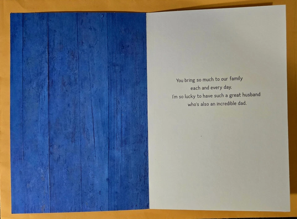 Tarjeta de felicitación feliz día del padre/marido gran formato (+ sobre 5,5x8") Foto 2 de 4