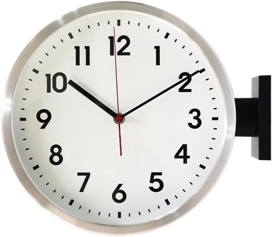 Double Sided Aluminum Wall Clock - Wall Mountable