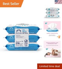 Hypoallergenic 216 Count Baby Wipes - 3 Packs of 72, Water-Based  Eco-Conscious
