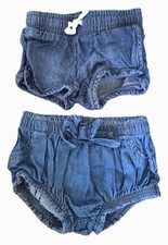 CAT  JACK Lot of 2 Baby Girls Soft Denim Shorts Dark Blue 12M