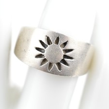925 Sterling Silver Sunburst Wide Band Ring S...