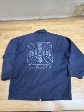 Jesse James Work Wear West Coast Choppers Men's Navy Blue Zip-Up Jacket Size Med