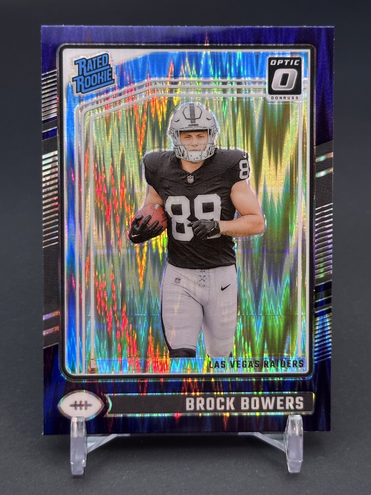 2024 Donruss Optic - Rated Rookie Brock Bowers #215 Purple Shock Prizm (RC)