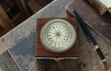 Personalized Brass Compass, Vintage Marine Directional 1917 Engraved Gift