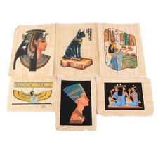 Set of 6 Egyptian Papyrus Paintings: Women of Power