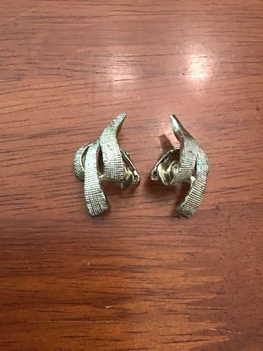 Goldtone Ribbon Fold Clip-on Earrings