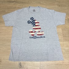 Authentic Disney Parks American Flag Adult  Gray T-Shirt - XL