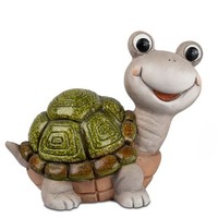 Garten Dekofigur SchildkröTe Grau GrüN L. 24Cm Aus Keramik Formano S26