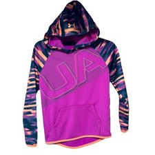 Under Armour Pullover Hoodie Girl  s Youth Size Small UA Tie Dye Sleeves  Hood
