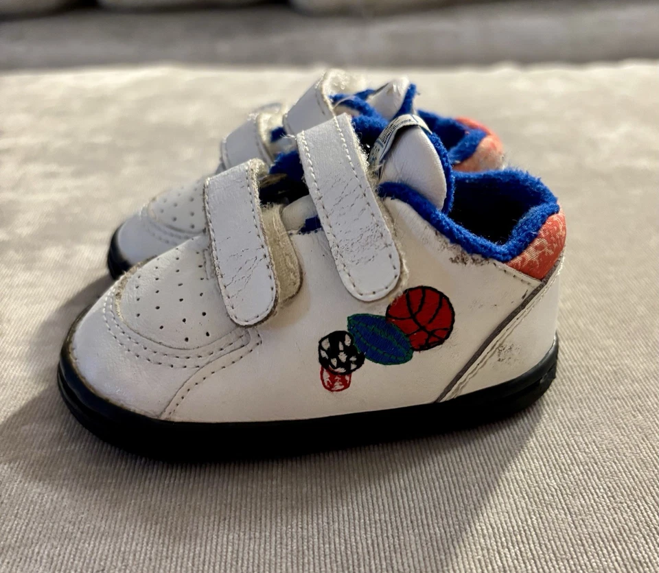 VTG Fisher Price White Sneaker Baby Shoes Size 2 Sports Embroidery Used - Image 4 of 4