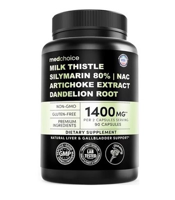 Milk Thistle Liver Supplement 400mg w/ NAC, Artichoke & Dandelion 90ct
