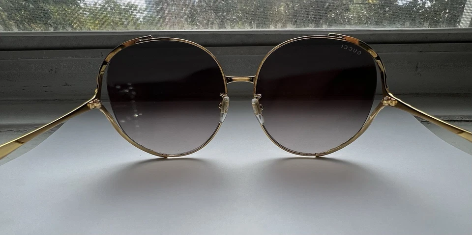 Óculos de sol feminino GUCCI marrom/dourado oversized 🌹 metal degradê 😎 GG0595S 008 - Imagem 4 de 4
