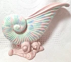 Vtg Royal Haeger Vase MCM Nautilus Pink & Blue Sea Shell  on Waves 8.75" USA
