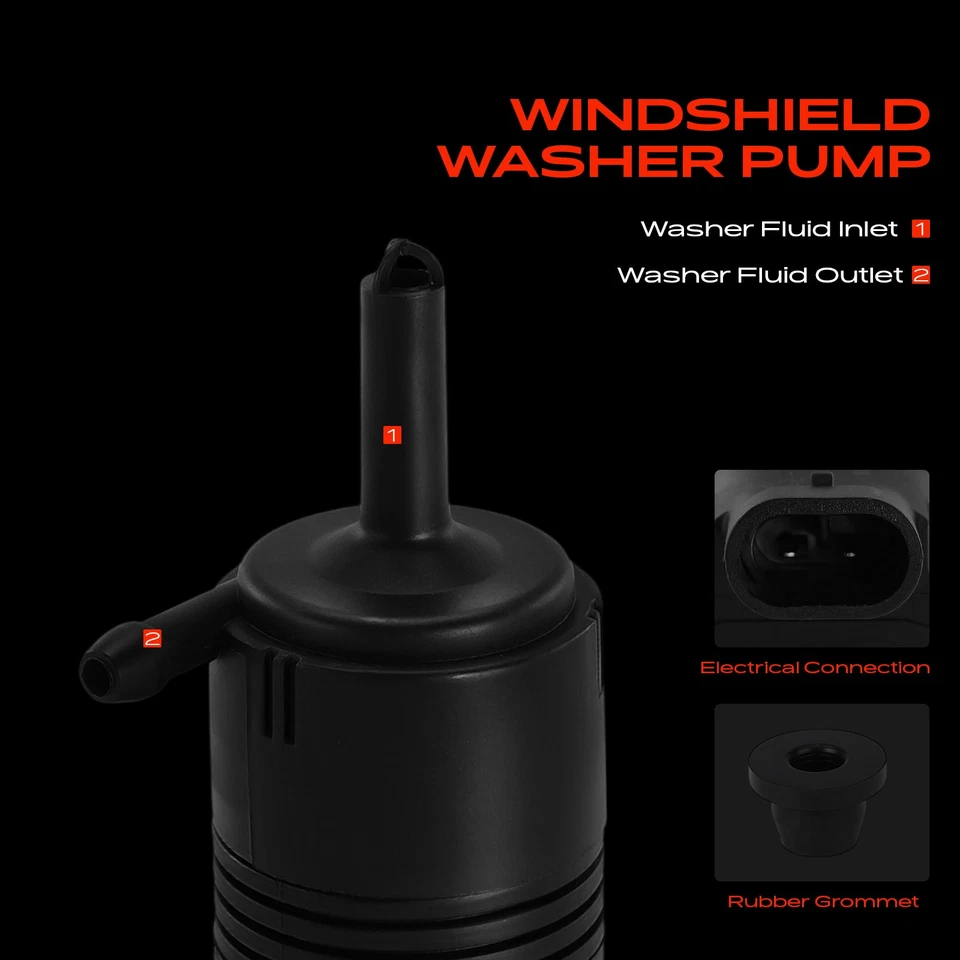 Bomba de lavado de parabrisas delantero con ojal de goma para GMC Chevrolet Buick Isuzu Foto 3 de 4