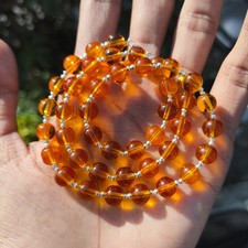 Natural Citrine Beaded Necklace, 8mm Round Smooth Beads Necklace, Yellow Citrine