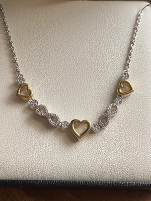 1ct Round Simulated Diamond Valentine InfinityHeart Necklace14K Yellow Gold Over
