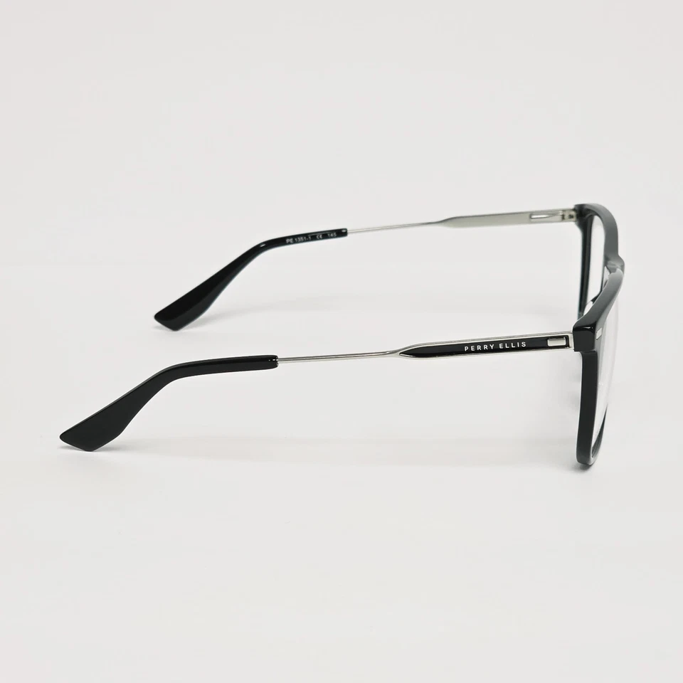 Gafas grandes rectangulares para hombre Perry Ellis PE 1351-1 en negro/plateado | 57 mm Foto 4 de 4