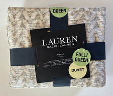 New Lauren Ralph Lauren Sierra Full/Queen Cotton Duvet Cover Set Beige/Gray 3pc