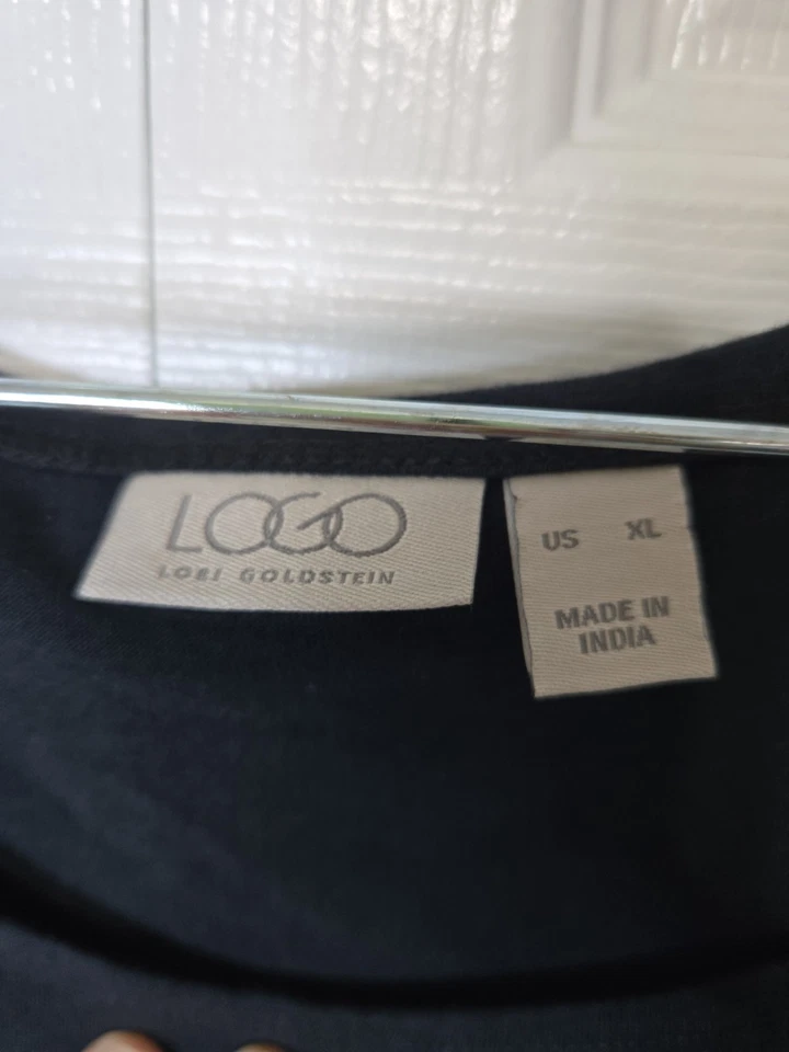 logo by lori goldstein XL Black Tank Dress W/ Eyelet Bottom Trim & Pockets - Image 2 of 4