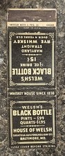 MATCHCOVER USA Baltimore Maryland House of Welsh Black Bottle Rye Whiskey