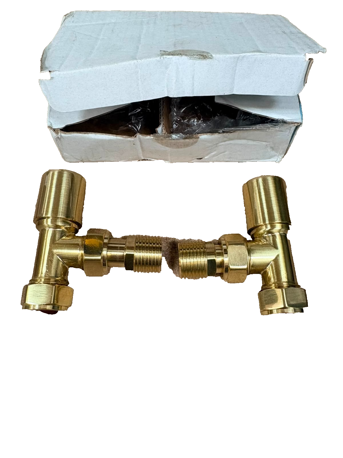 Angled Brushed Brass Round Manual Valve Set